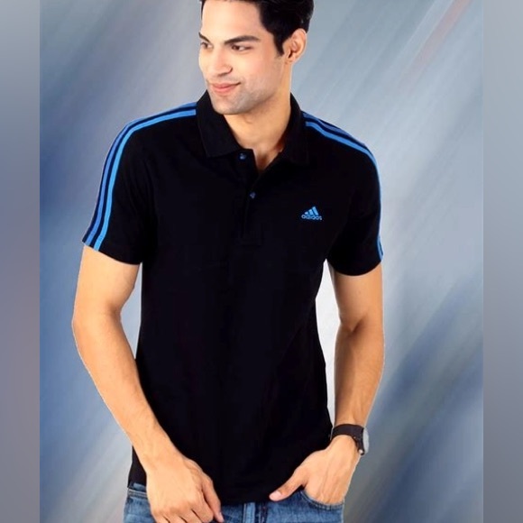 🌴 3/$40 🌴Adidas black and blue very nice polo! - Picture 1 of 5